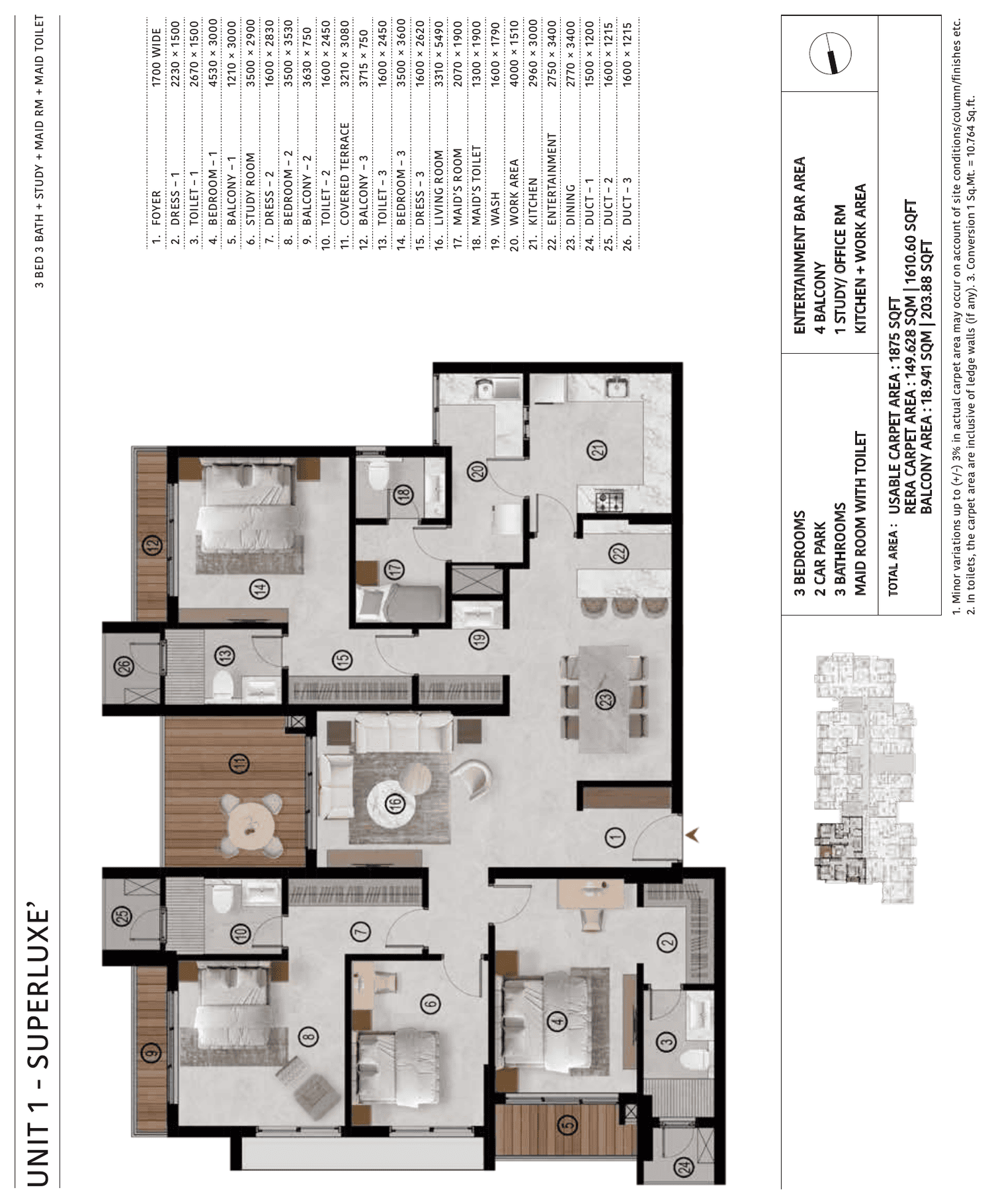 Unit 01 Superluxe floor plan